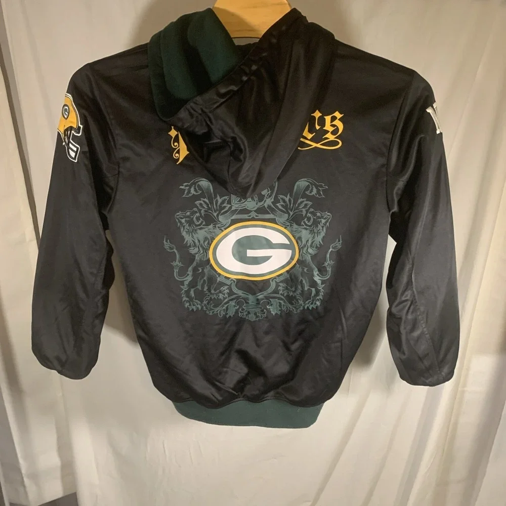 Vtg‎ Green Bay Packer Jacket Reversible 90's Y2k Hip Hop Skater NFL Size M